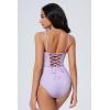 image:imageSUUKSESS Women One Piece Tummy Control Swimsuit Crisscross Backless Bathing SuitLight Purple