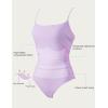 image:imageSUUKSESS Women One Piece Tummy Control Swimsuit Crisscross Backless Bathing SuitLight Purple