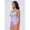 image:imageSUUKSESS Women One Piece Tummy Control Swimsuit Crisscross Backless Bathing SuitLight Purple