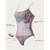 image:imageSUUKSESS Women One Piece Tummy Control Swimsuit Crisscross Backless Bathing SuitRetro Red Floral