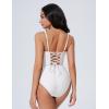 image:imageSUUKSESS Women One Piece Tummy Control Swimsuit Crisscross Backless Bathing SuitWhite
