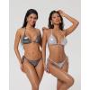 image:imageSUUKSESS Women Sexy High Waisted Bikini Sets Halter String 2 Piece SwimsuitsSilver