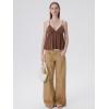image:imageSUUKSESS Women V Neck Babydoll Tank Tops with Built in Bra Summer Cute Peplum Cami Going Out TopsBrown