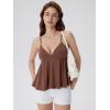 image:imageSUUKSESS Women V Neck Babydoll Tank Tops with Built in Bra Summer Cute Peplum Cami Going Out TopsBrown
