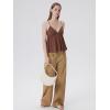 image:imageSUUKSESS Women V Neck Babydoll Tank Tops with Built in Bra Summer Cute Peplum Cami Going Out TopsBrown