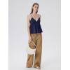 image:imageSUUKSESS Women V Neck Babydoll Tank Tops with Built in Bra Summer Cute Peplum Cami Going Out TopsNavy Blue