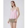 image:imageSUUKSESS Women V Neck Babydoll Tank Tops with Built in Bra Summer Cute Peplum Cami Going Out TopsPink