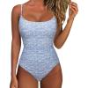 image:imageSUUKSESS Women One Piece Tummy Control Swimsuit Crisscross Backless Bathing SuitBlue Ditsy Floral