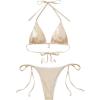 image:imageSUUKSESS Women Sexy High Waisted Bikini Sets Halter String 2 Piece SwimsuitsChampagne Gold