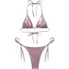 image:imageSUUKSESS Women Sexy High Waisted Bikini Sets Halter String 2 Piece SwimsuitsLight Purple