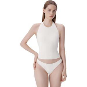 image:imageSUUKSESS Women Halter Padded Tank Tops Double Lined Backless Summer Going Out TopsSnow White