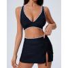 image:imageSUUKSESS Women High Waisted Bikini Sets with Skirt Sexy Crisscross Back SwimsuitBlack