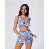 image:imageSUUKSESS Women High Waisted Bikini Sets with Skirt Sexy Crisscross Back SwimsuitBlue Floral