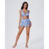 image:imageSUUKSESS Women High Waisted Bikini Sets with Skirt Sexy Crisscross Back SwimsuitBlue Floral