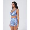 image:imageSUUKSESS Women High Waisted Bikini Sets with Skirt Sexy Crisscross Back SwimsuitBlue Floral