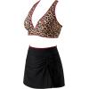 image:imageSUUKSESS Women High Waisted Bikini Sets with Skirt Sexy Crisscross Back SwimsuitLeopard Black