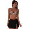 image:imageSUUKSESS Women High Waisted Bikini Sets with Skirt Sexy Crisscross Back SwimsuitLeopard Black