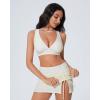 image:imageSUUKSESS Women High Waisted Bikini Sets with Skirt Sexy Crisscross Back SwimsuitWhite