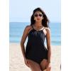image:imageSUUKSESS Women Ruffle High Neck Tankini Swimsuit Flowy Tummy Control Bathing SuitBlack