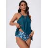 image:imageSUUKSESS Women Ruffle High Neck Tankini Swimsuit Flowy Tummy Control Bathing SuitBlue Floral