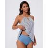 image:imageSUUKSESS Women Ruffle High Neck Tankini Swimsuit Flowy Tummy Control Bathing SuitBlue Striped