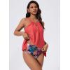 image:imageSUUKSESS Women Ruffle High Neck Tankini Swimsuit Flowy Tummy Control Bathing SuitCoralpinkleaf