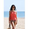 image:imageSUUKSESS Women Ruffle High Neck Tankini Swimsuit Flowy Tummy Control Bathing SuitCoralpinkleaf