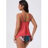 image:imageSUUKSESS Women Ruffle High Neck Tankini Swimsuit Flowy Tummy Control Bathing SuitCoralpinkleaf