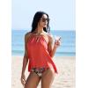 image:imageSUUKSESS Women Ruffle High Neck Tankini Swimsuit Flowy Tummy Control Bathing SuitCoralpinkleaf