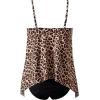 image:imageSUUKSESS Women Ruffle High Neck Tankini Swimsuit Flowy Tummy Control Bathing SuitLeopard Black