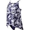 image:imageSUUKSESS Women Ruffle High Neck Tankini Swimsuit Flowy Tummy Control Bathing SuitNavy Blue Floral