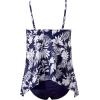 image:imageSUUKSESS Women Ruffle High Neck Tankini Swimsuit Flowy Tummy Control Bathing SuitNavy Blue Floral