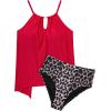 image:imageSUUKSESS Women Ruffle High Neck Tankini Swimsuit Flowy Tummy Control Bathing SuitRed Leopard