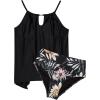 image:imageSUUKSESS Women Ruffle High Neck Tankini Swimsuit Flowy Tummy Control Bathing SuitRetro Floral Black