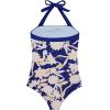 image:imageSUUKSESS Women Sexy Tummy Control One Piece Swimsuit Halter Retro Bathing Suit68 Navy Blue Floral