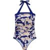 image:imageSUUKSESS Women Sexy Tummy Control One Piece Swimsuit Halter Retro Bathing Suit68 Navy Blue Floral
