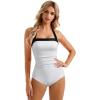 image:imageSUUKSESS Women Sexy Tummy Control One Piece Swimsuit Halter Retro Bathing Suit68 White Black