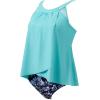 image:imageSUUKSESS Women Tummy Control Tankini Bathing Suit Ruffle High Waisted Swimsuit60 Aqua Blue Floral