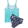 image:imageSUUKSESS Women Tummy Control Tankini Bathing Suit Ruffle High Waisted Swimsuit60 Aqua Blue Floral