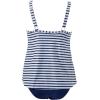 image:imageSUUKSESS Women Tummy Control Tankini Bathing Suit Ruffle High Waisted Swimsuit60 Navy Blue Striped