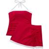 image:imageSUUKSESS Women Tummy Control Tankini Swimsuits with Skirt Backless Bathing Suit149red White