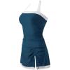 image:imageSUUKSESS Women Tummy Control Tankini Swimsuits with Skirt Backless Bathing SuitPeacock Blue White