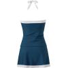 image:imageSUUKSESS Women Tummy Control Tankini Swimsuits with Skirt Backless Bathing SuitPeacock Blue White
