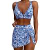 image:imageSUUKSESS Women High Waisted Bikini Sets with Skirt Sexy Crisscross Back SwimsuitBlue Floral