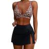 image:imageSUUKSESS Women High Waisted Bikini Sets with Skirt Sexy Crisscross Back SwimsuitLeopard Black