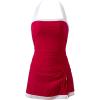 image:imageSUUKSESS Women Tummy Control Tankini Swimsuits with Skirt Backless Bathing Suit149red White