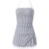 image:imageSUUKSESS Women Tummy Control Tankini Swimsuits with Skirt Backless Bathing SuitNavy Blue Striped