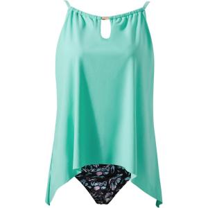 image:imageSUUKSESS Women Ruffle High Neck Tankini Swimsuit Flowy Tummy Control Bathing SuitAqua Blue Floral