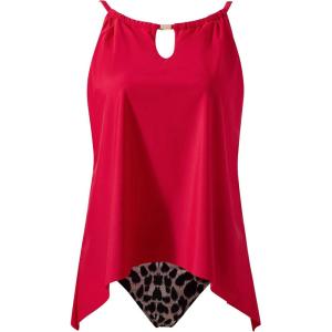image:imageSUUKSESS Women Ruffle High Neck Tankini Swimsuit Flowy Tummy Control Bathing SuitRed Leopard