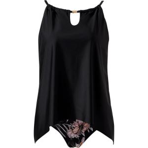 image:imageSUUKSESS Women Ruffle High Neck Tankini Swimsuit Flowy Tummy Control Bathing SuitRetro Floral Black
